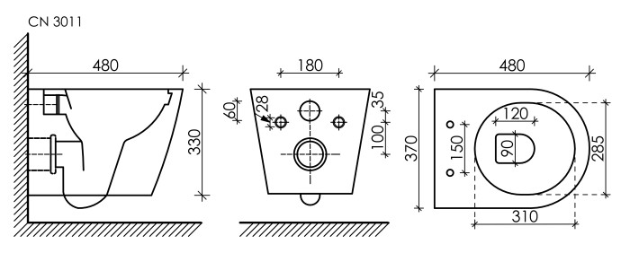 Ceramicanova подвесной унитаз с сиденьем forma, cn3011 цвет: белый