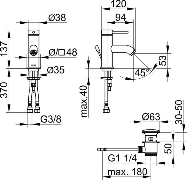 Keuco смеситель однорычажный для раковины с донным клапаном, ixmo, черный матовый арт. 59504 372000