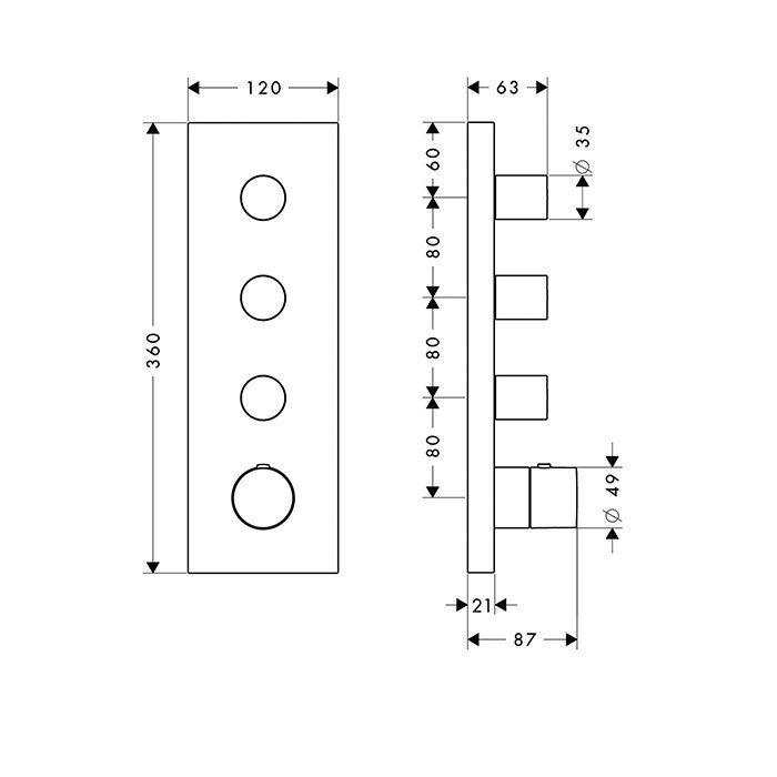 AXOR термостат для душа, Starck, хром арт. 10751000