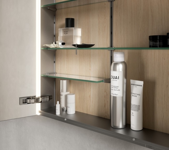 Keuco шкаф с подсветкой для настенного монтажа 127 мм х 800 мм х 710 мм, с 2 поворотными дверцами, somaris, дуб светлый арт. 14502 852100