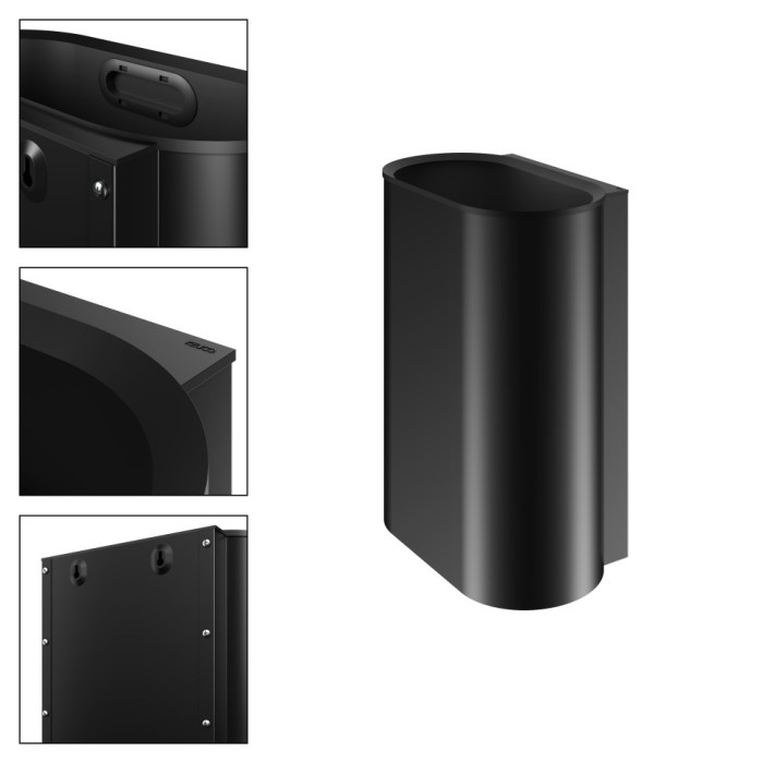 Keuco настенное ведро для мусора настенное с крышкой 30л, plan, черный матовый арт. 14988 370000