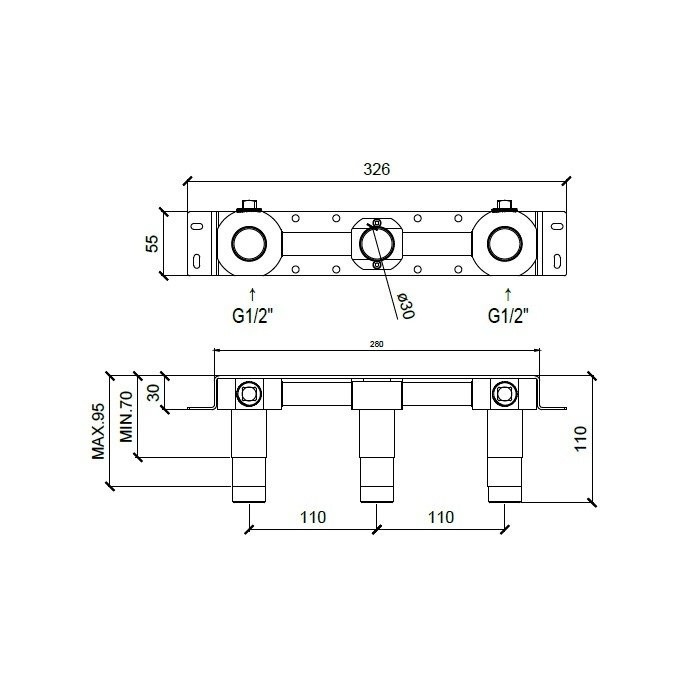 Встраиваемая часть настенного смесителя для раковины, Almar Mixers, арт. E134011