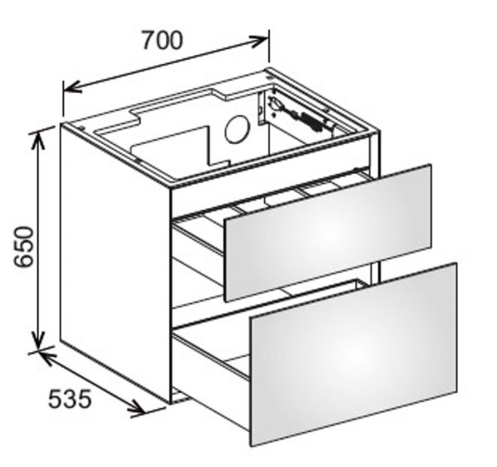 Keuco тумба под раковину 700x650x535 мм фасад дуб, edition lignatur, арт. 33340 700012