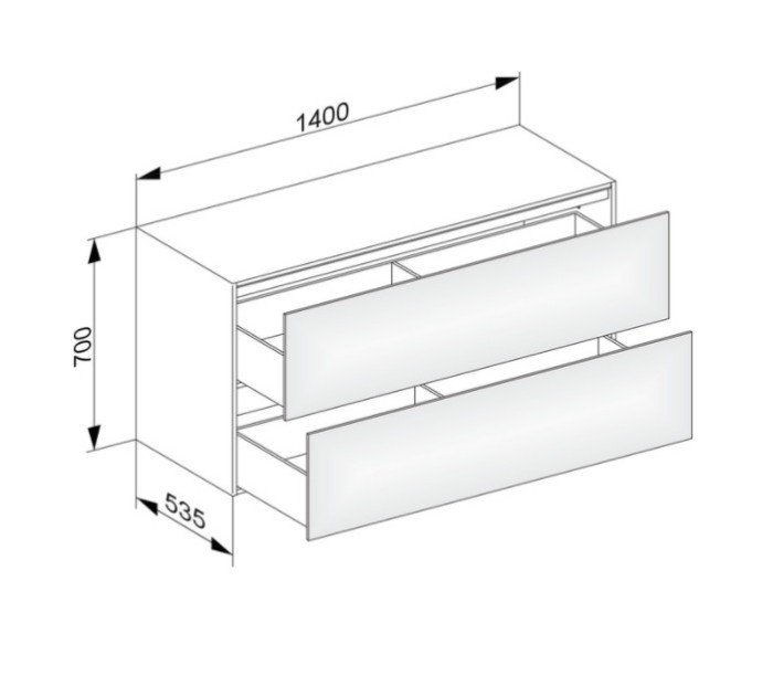 Keuco тумба боковая подвесная с двумя выдвижными фронтами, с внутренней светодиодной подсветкой, edition 11, белый арт. 31327 380100