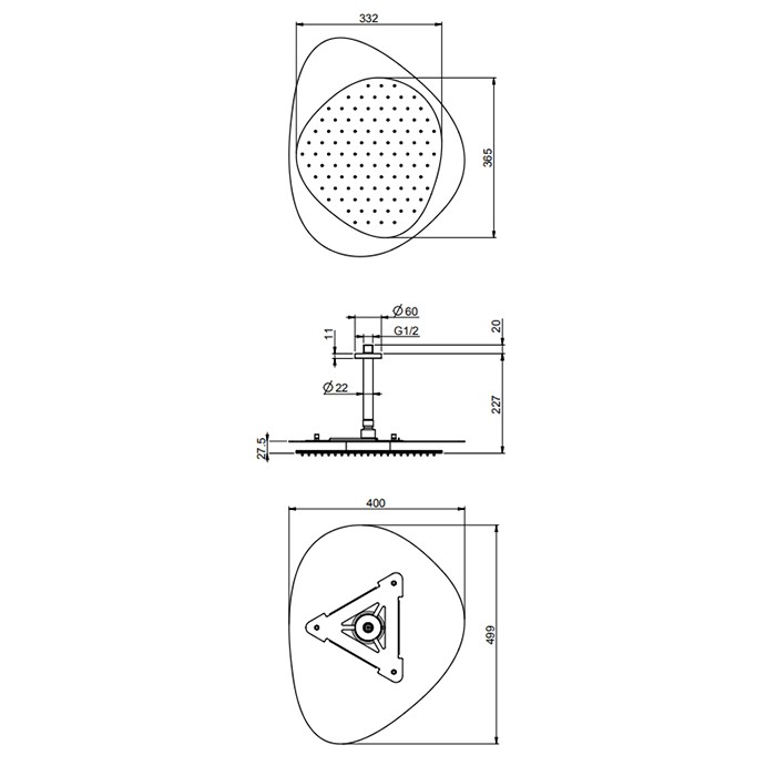 Fima Carlo Frattini верхний душ 49х40см., потолочный, cloud soffioni, чёрный арт. f2653nns