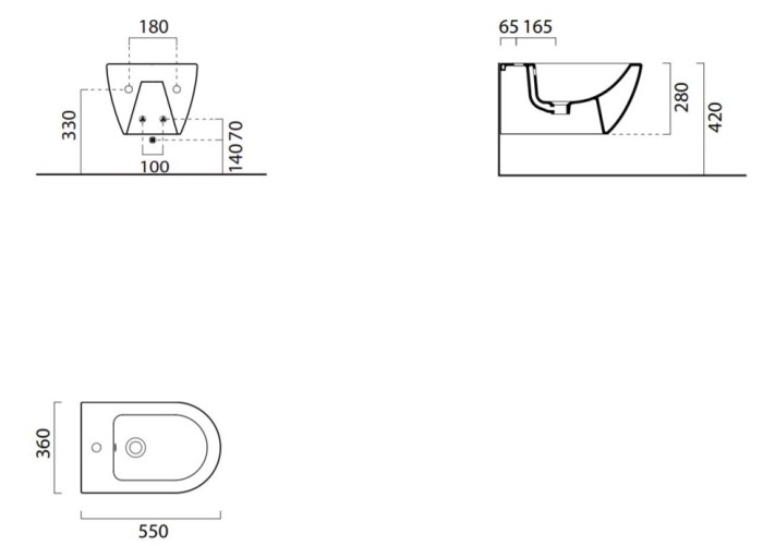 GSI Биде подвисное 36х55 см, Pura - 8865111