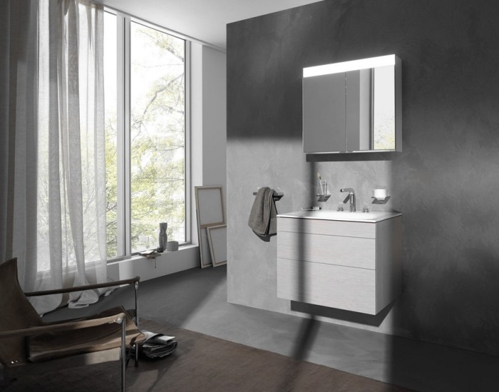 Keuco тумба подвесная под раковину без отверстия под смеситель, с двумя выдвижными фронтами, edition 400, белый, антрацит арт. 31582 710000