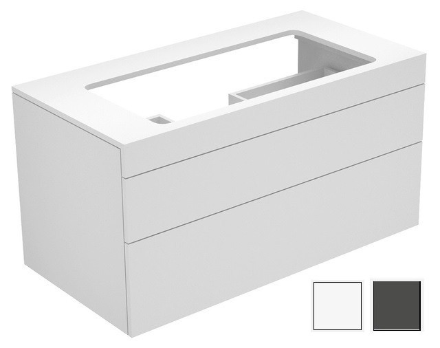 Keuco тумба подвесная под раковину без отверстия под смеситель, с двумя выдвижными фронтами, edition 400, белый, антрацит арт. 31582 710000