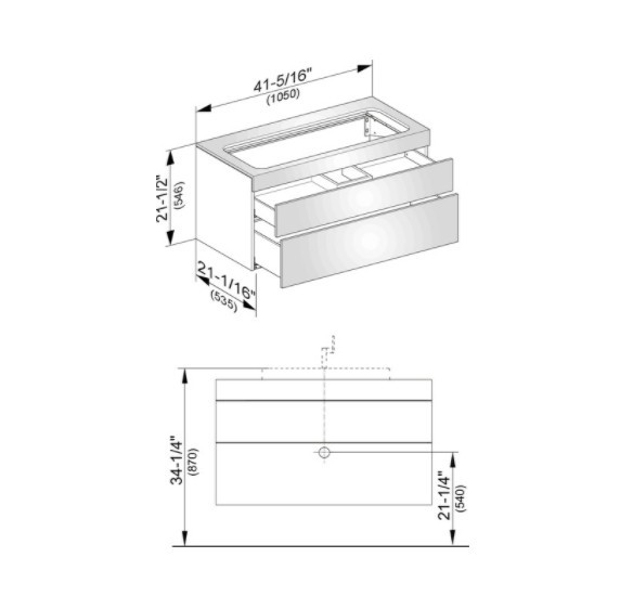 Keuco тумба подвесная под раковину без отверстия под смеситель, с двумя выдвижными фронтами, edition 400, белый, антрацит арт. 31582 710000