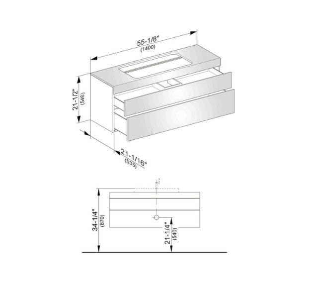 Keuco тумба подвесная под раковину без отверстия под смеситель, с двумя выдвижными фронтами, edition 400, белый арт. 31583 380000