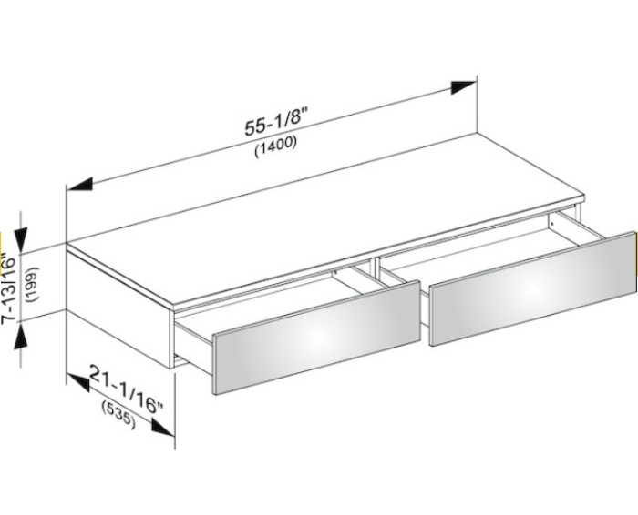 Keuco тумба боковая подвесная с двумя выдвижными фронтальными ящиками антарцит, edition 400, антрацит арт. 31764 390000