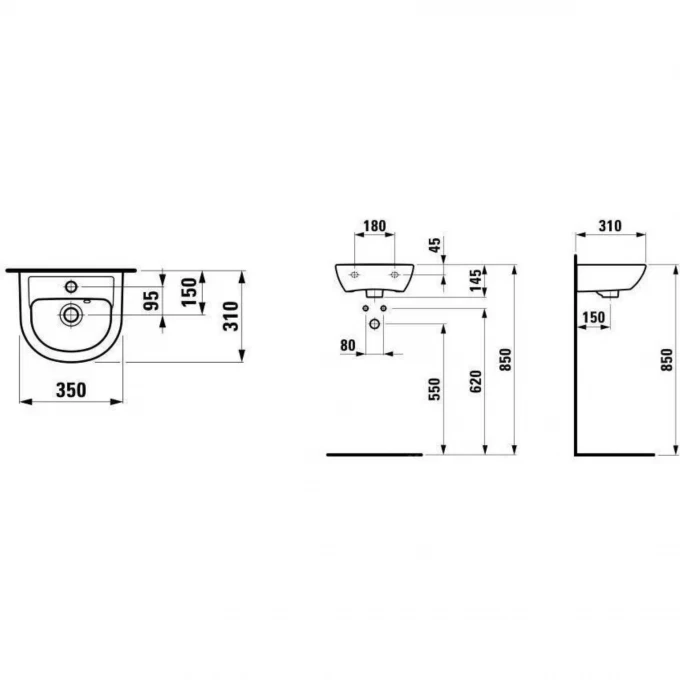 LAUFEN раковина 35х31, PRO B - 8.1595.0.000.104.1
