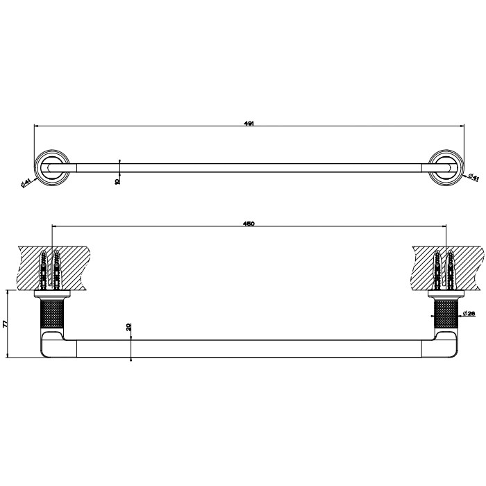 Gessi Полотенцедержатель, 45 см, Inciso, 58500#246 цвет: золото