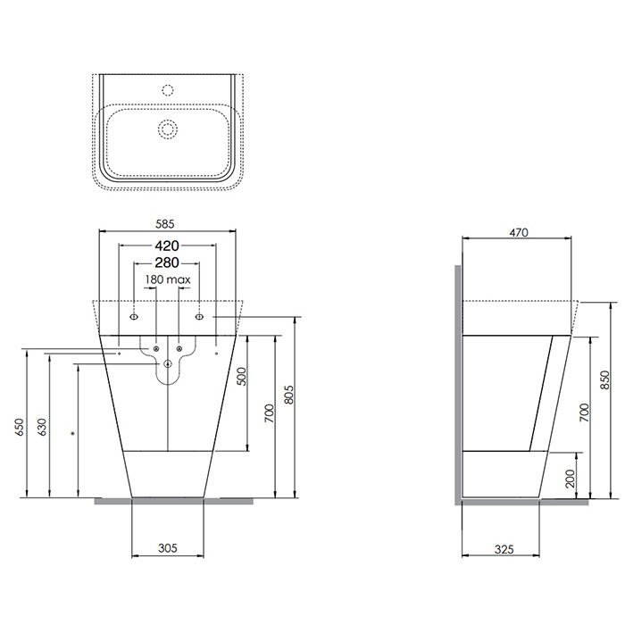 Azzurra тумба напольная 59х47х85см, с 1 ящиком, с раковиной, Azzurra, MBB 65 С BULP06550T0MBI*1 SIF/MB цвет: cement