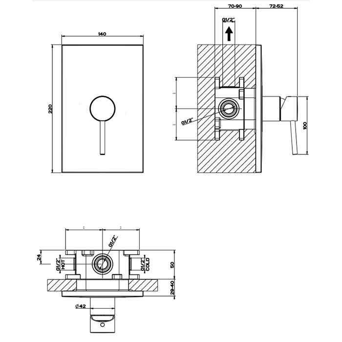 Gessi Смеситель для душа, подвесной, термостатический, Emporio Via tortona, 44662#031 цвет: хром