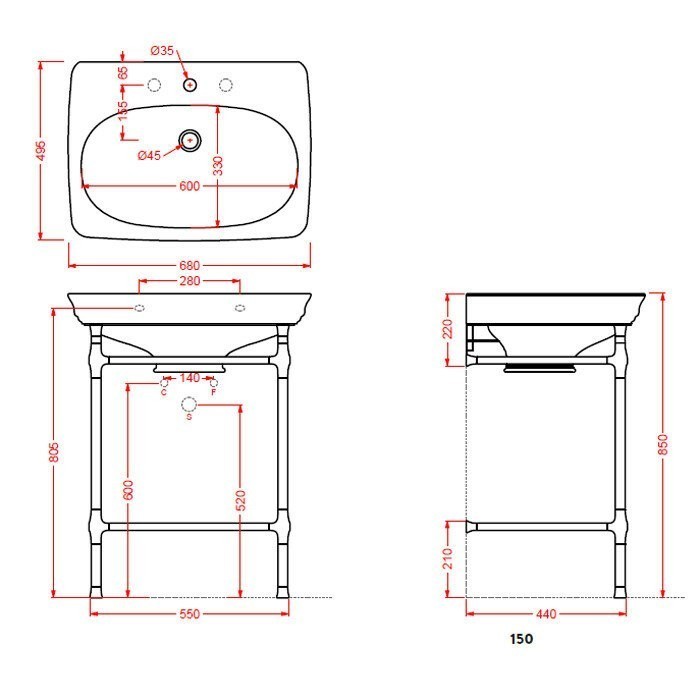 ArtCeram консоль под раковину, cia001 71 civitas цвет: хром глянцевый