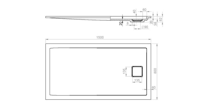 Salini душевой поддон 150x80, capri, 120211grf цвет: глянцевый белый