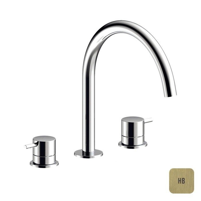 Смеситель для раковины на 3 отверстия, без донного клапана, Almar Mixers, E214004.HB цвет: латунь брашированная PVD