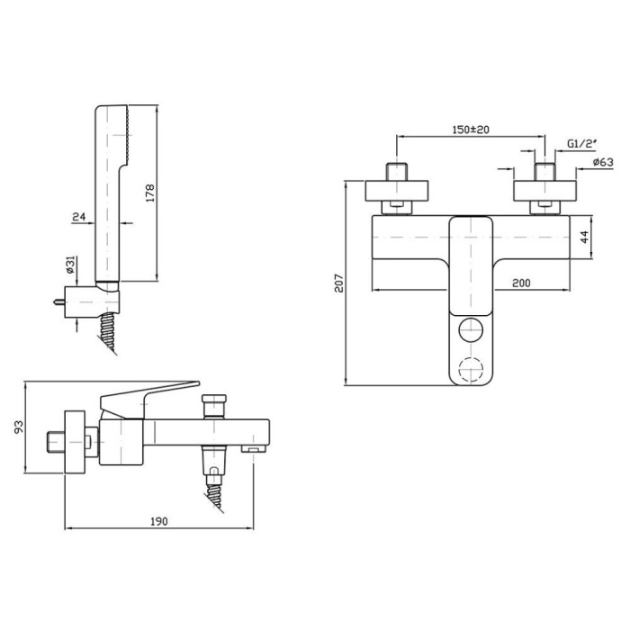 Zucchetti смеситель для ванны/душа, настенный, jingle, хром арт. zin102