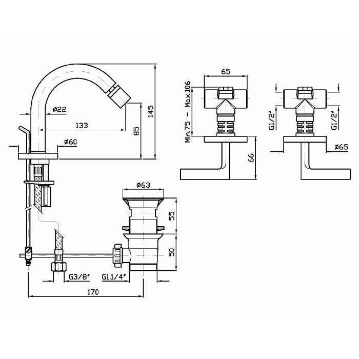 Zucchetti встроенный смеситель для биде, simply, хром арт. zsb5737 r99503