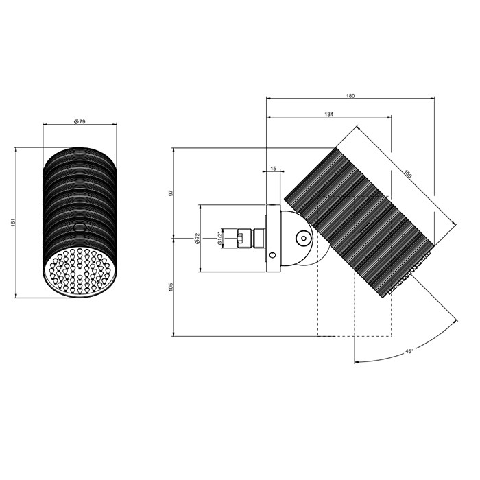 Gessi Верхний душ d7.9см., с настенным креплением, тропический ливень, 316, 57243#239 цвет: steel brushed