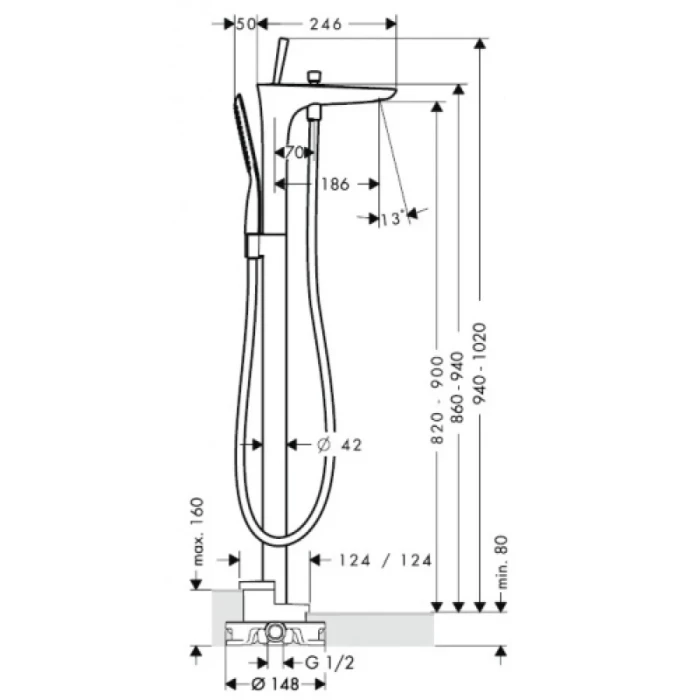 Hansgrohe смеситель для ванны, PuraVida, арт. 15473400