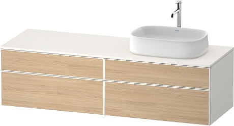 Duravit тумба подвесная с вырезом под раковину справа 550 мм х 1600 мм х 442 мм, zencha, ze4824r30840000 цвет: натуральный дуб/белый суперматовый