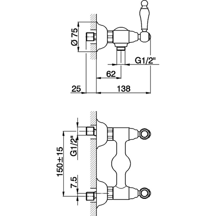 Cisal смеситель для душа без душевого комплекта ts00044124 arcana toscana, цвет: золото