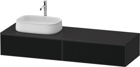 Duravit тумба подвесная с одним вырезом под раковину слева 550 мм х 1600 мм х 281 мм, zencha, ze4814l63800000 цвет: чёрное стекло/графит суперматовый