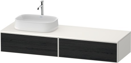 Duravit тумба подвесная с одним вырезом под раковину слева 550 мм х 1600 мм х 281 мм, zencha, ze4814l16840000 цвет: чёрный дуб/белый суперматовый