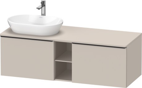 Duravit тумба подвесная под раковину слева 1400 мм х 550 мм и открытой полкой, d-neo, de4950l9191 цвет: серо-коричневый матовый