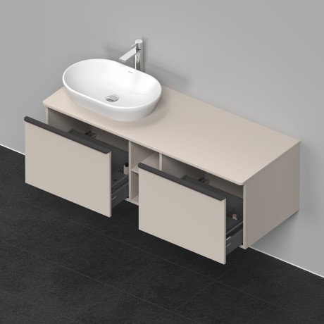 Duravit тумба подвесная под раковину слева 1400 мм х 550 мм и открытой полкой, d-neo, de4950l9191 цвет: серо-коричневый матовый