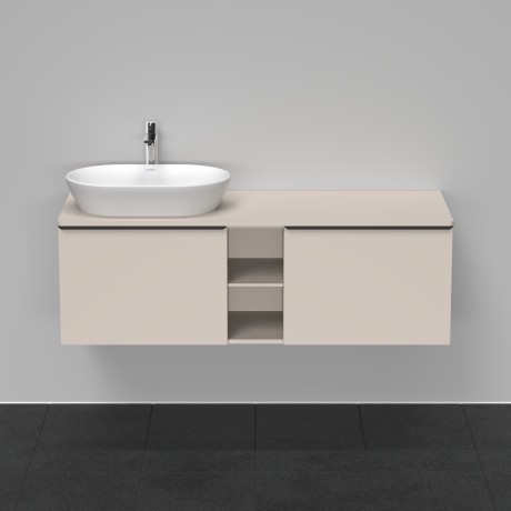 Duravit тумба подвесная под раковину слева 1400 мм х 550 мм и открытой полкой, d-neo, de4950l9191 цвет: серо-коричневый матовый