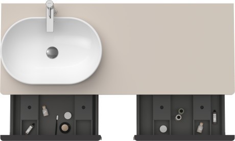 Duravit тумба подвесная под раковину слева 1400 мм х 550 мм и открытой полкой, d-neo, de4950l9191 цвет: серо-коричневый матовый