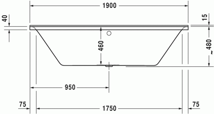 Duravit акриловая ванна 1900 х 900 c двумя наклонами для спины, p3 comforts, 700378000000000 цвет: белый