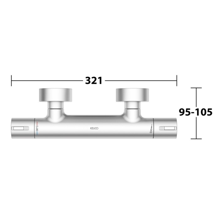 Keuco термостат для душа blue с защитой от обратного потока, plan blue, алюминий finish арт. 53926 171001