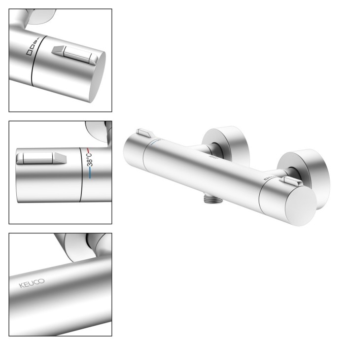 Keuco термостат для душа blue с защитой от обратного потока, plan blue, алюминий finish арт. 53926 171001