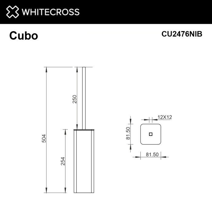 Ершик для унитаза, напольный, Whitecross Cubo nickel brushed, брашированный никель арт. CU2476NIB