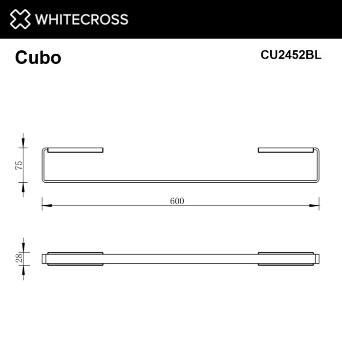 Полотенцедержатель 600 мм., Whitecross Cubo black, черный мат арт. CU2452BL