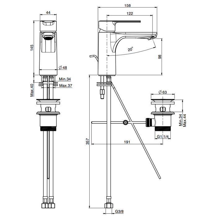 Fima Carlo Frattini смеситель на раковину, mast, хром арт. f3131cr