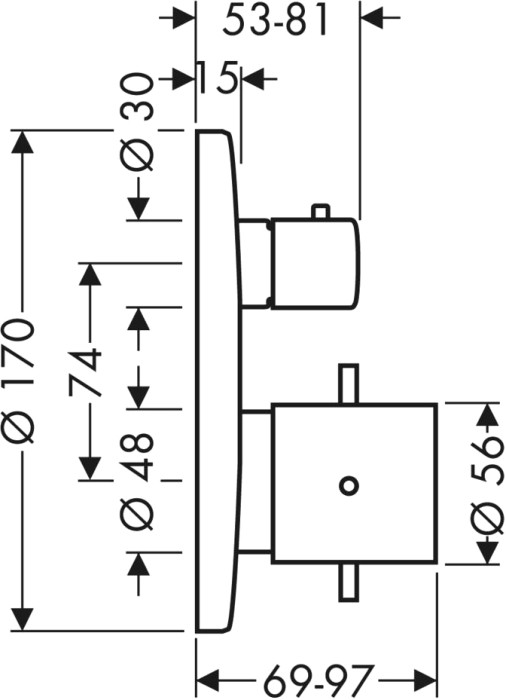AXOR термостат для душа, Starck, полированный черный хром арт. 10720330