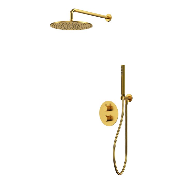 Термостатическая душевая система скрытого монтажа, Whitecross Y brushed gold, брашированное золото арт. YSET08GLB