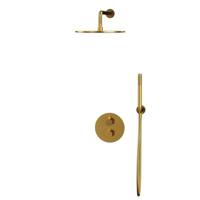 Термостатическая душевая система скрытого монтажа, Whitecross Y brushed gold, брашированное золото арт. YSET08GLB