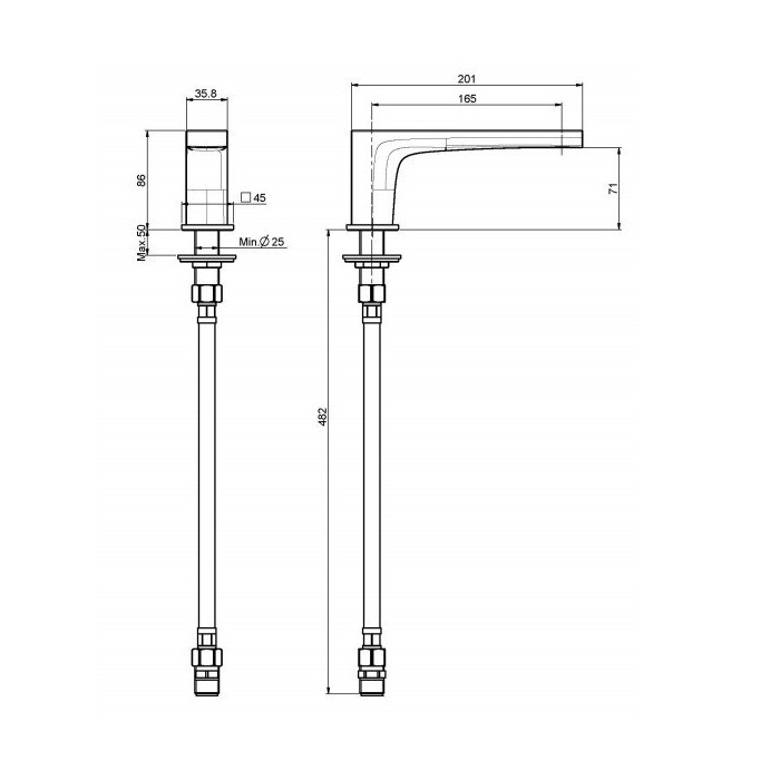 Fima Carlo Frattini излив для монтажа на борт ванны 165мм, fit, черный арт. f2415bs