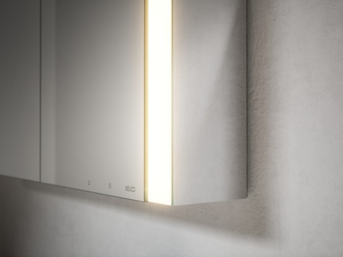 Keuco шкаф с подсветкой для настенного монтажа 127 мм х 800 мм х 710 мм, с 2 поворотными дверцами, somaris, белый матовый арт. 14502 512100