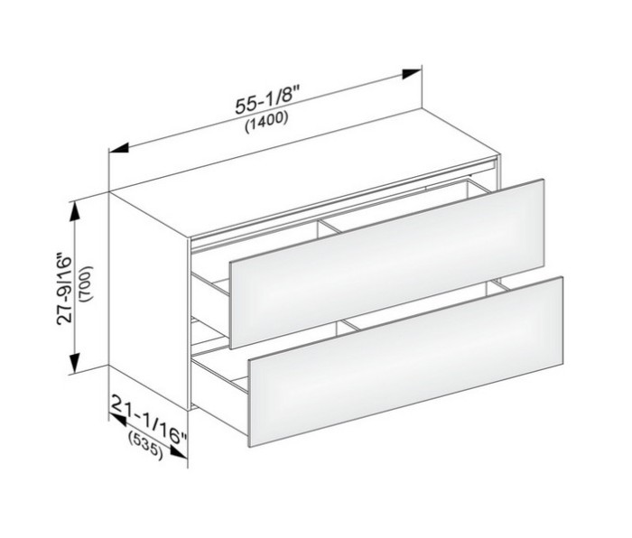 Keuco боковая тумба с двумя выдвижными фронтами со светодиодной подсветкой, edition 11, антрацит арт. 31327 390100