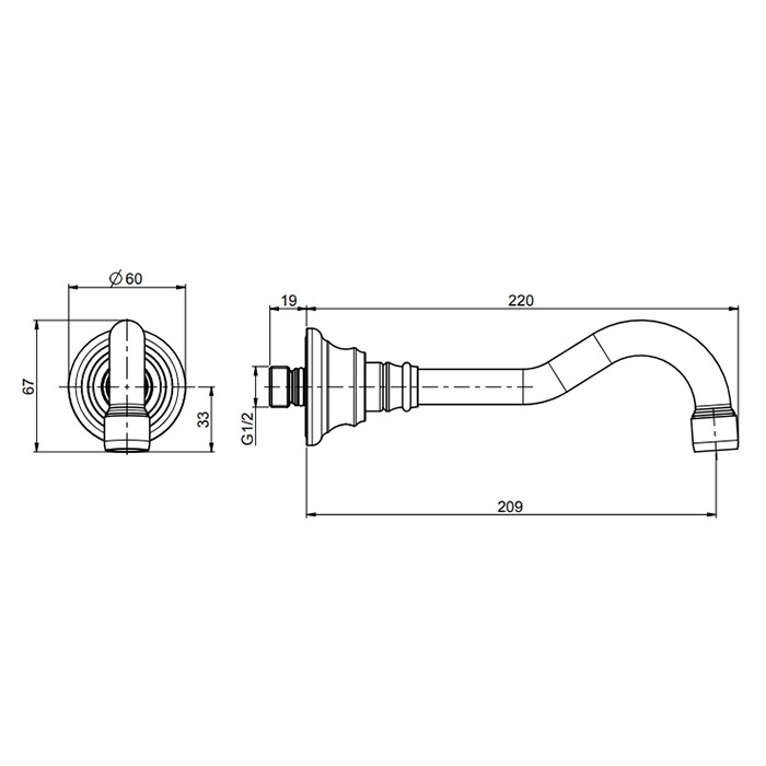 Fima Carlo Frattini излив для ванны 20.9см., настенный elizabeth, хром арт. f2157cr