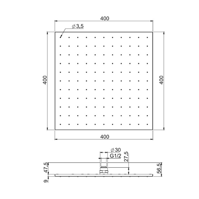 Fima Carlo Frattini верхний душ из латуни 400x400 мм., квадратный wellness, хром арт. f2639/2cr