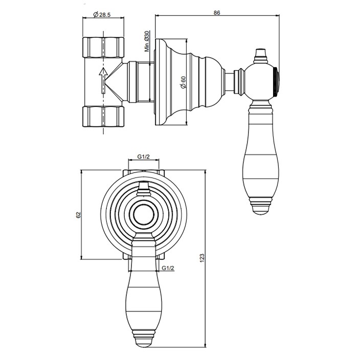 Fima Carlo Frattini запорный вентиль 1/2" herend, золото арт. f5413/1cbor