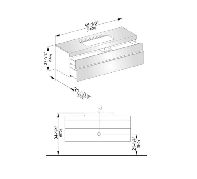 Keuco тумба подвесная под раковину без отверстия под смеситель, с двумя выдвижными фронтами, edition 400, белый арт. 31573 380000